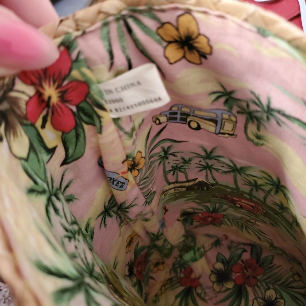 Joe Boxer Wicker Straw Beach Tote Bag Purse Shoulder Strap Palm Tree Rattan - Picture 5 of 8